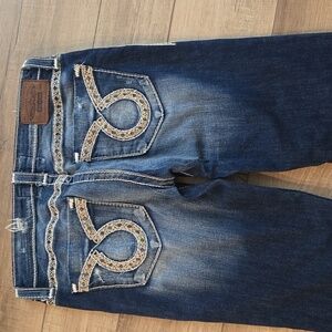Big Star Vintage Collection Womens Boot Cut Low Rise Distressed Jeans 31 Tall